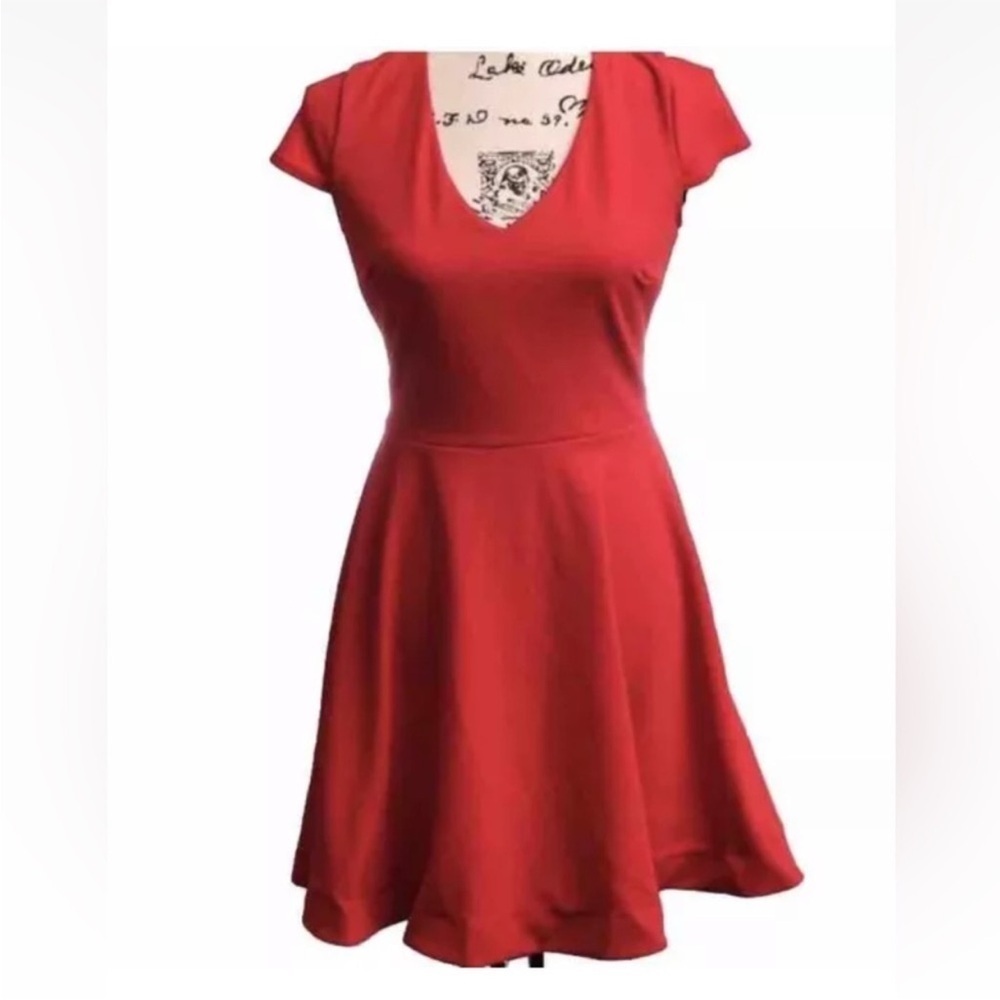 B Darlin Red Fit & Flare Bow Back Mini Dress | Cherry Girl Valentine NYE Size 9 - Picture 13 of 13